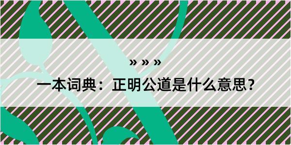 一本词典：正明公道是什么意思？