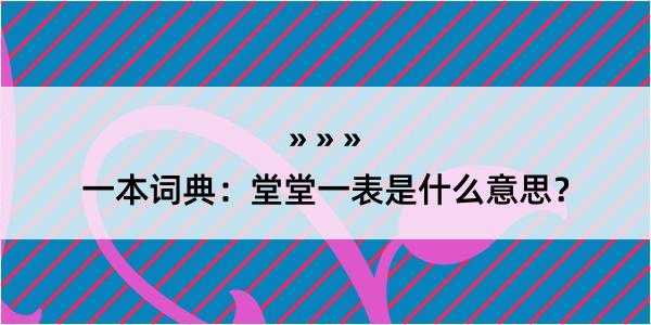 一本词典：堂堂一表是什么意思？