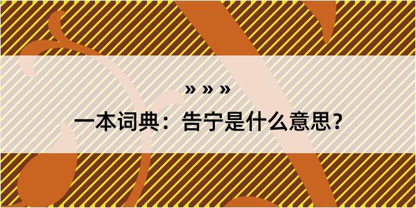 一本词典：告宁是什么意思？