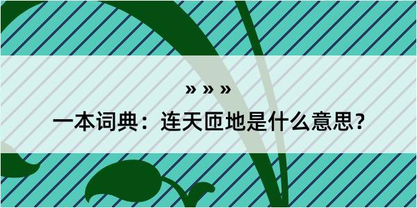 一本词典：连天匝地是什么意思？