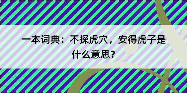 一本词典：不探虎穴，安得虎子是什么意思？