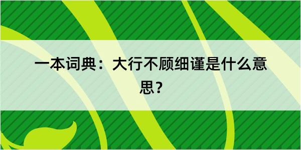 一本词典：大行不顾细谨是什么意思？