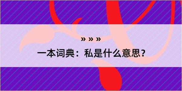 一本词典：私是什么意思？