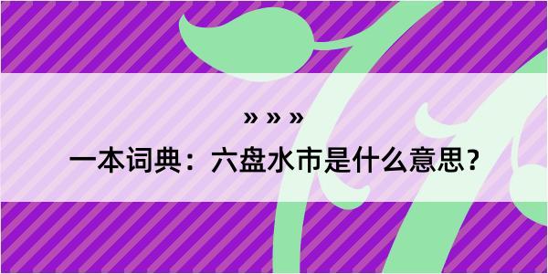 一本词典：六盘水市是什么意思？