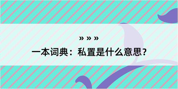 一本词典：私置是什么意思？