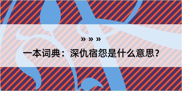 一本词典：深仇宿怨是什么意思？