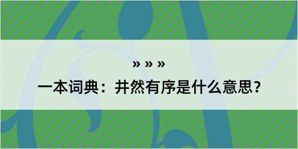 一本词典：井然有序是什么意思？