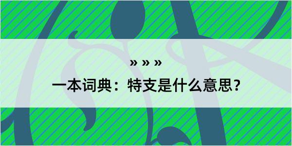 一本词典：特支是什么意思？