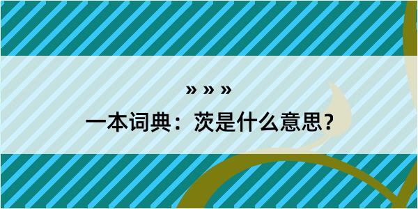 一本词典：茨是什么意思？