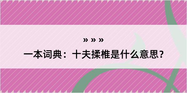 一本词典：十夫揉椎是什么意思？