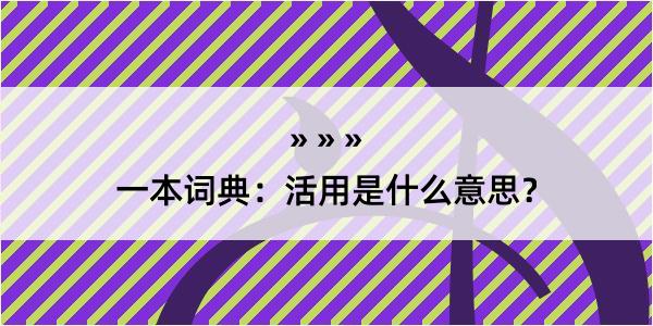 一本词典：活用是什么意思？