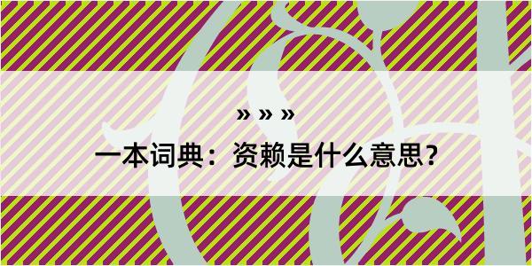 一本词典：资赖是什么意思？