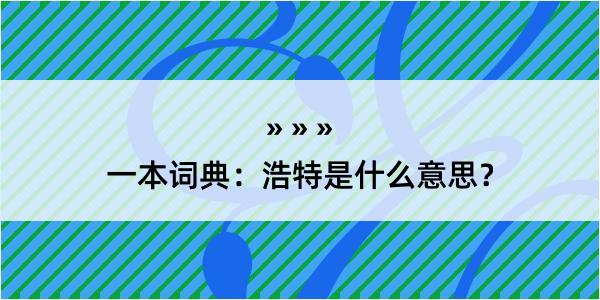 一本词典：浩特是什么意思？