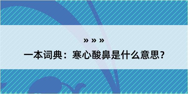 一本词典：寒心酸鼻是什么意思？