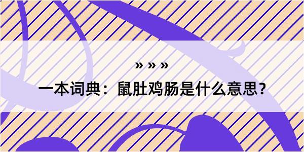 一本词典：鼠肚鸡肠是什么意思？