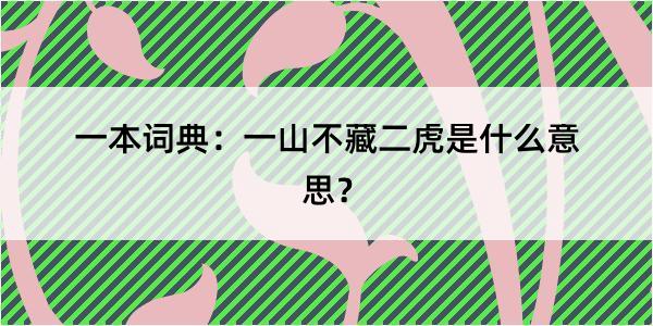 一本词典：一山不藏二虎是什么意思？