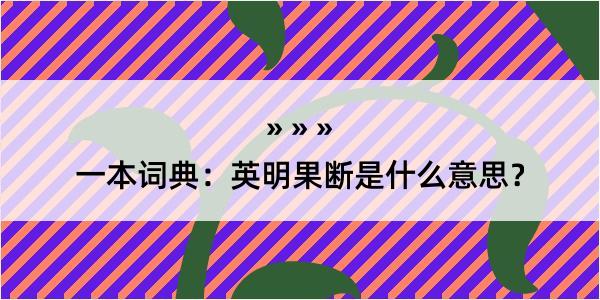 一本词典：英明果断是什么意思？