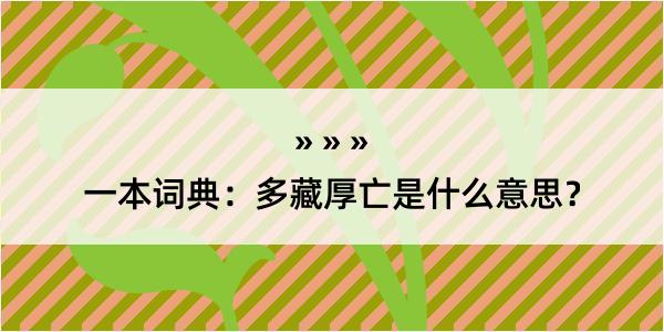 一本词典：多藏厚亡是什么意思？