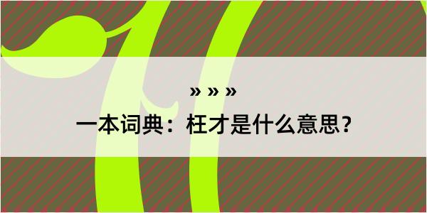 一本词典：枉才是什么意思？