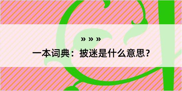 一本词典：披迷是什么意思？