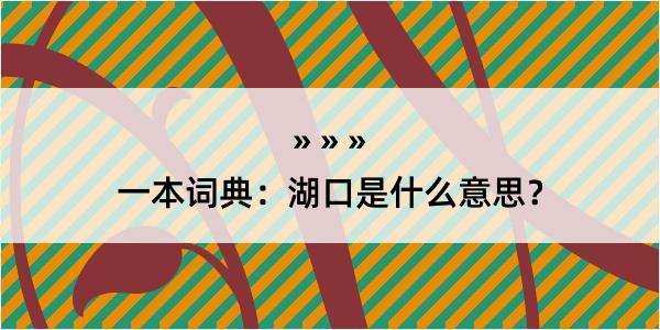 一本词典：湖口是什么意思？