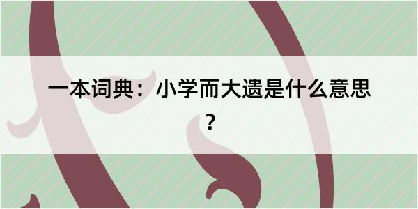 一本词典：小学而大遗是什么意思？