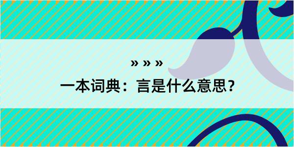 一本词典：言是什么意思？