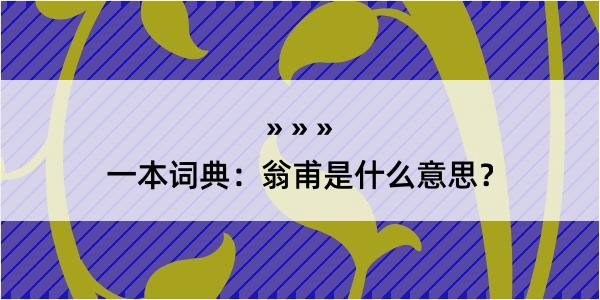 一本词典：翁甫是什么意思？