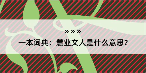 一本词典：慧业文人是什么意思？