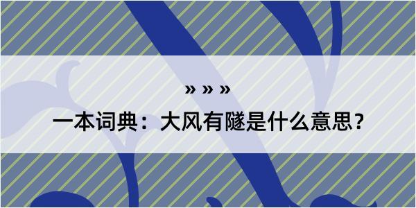 一本词典：大风有隧是什么意思？