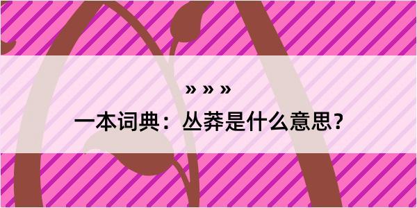 一本词典：丛莽是什么意思？