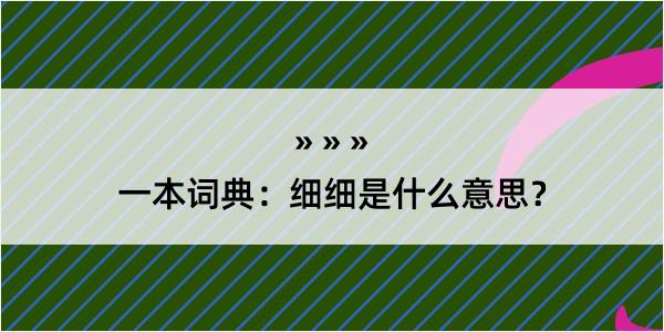 一本词典：细细是什么意思？