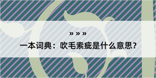 一本词典：吹毛索疵是什么意思？