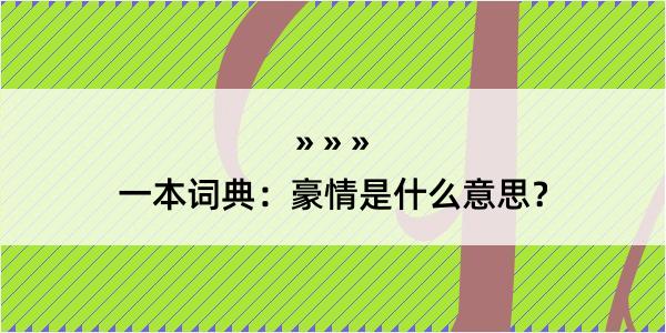 一本词典：豪情是什么意思？