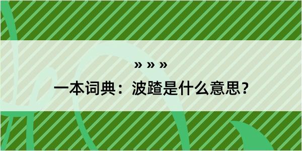 一本词典：波蹅是什么意思？