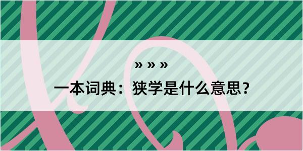 一本词典：狭学是什么意思？