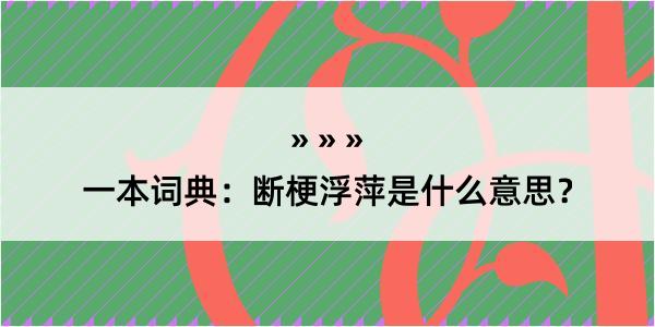 一本词典：断梗浮萍是什么意思？