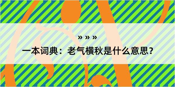 一本词典：老气横秋是什么意思？