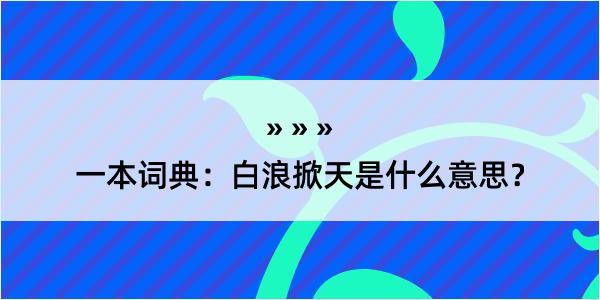 一本词典：白浪掀天是什么意思？