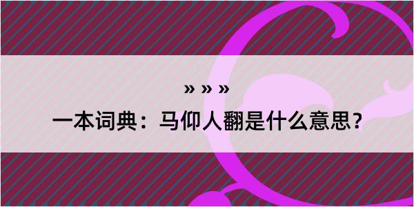 一本词典：马仰人翻是什么意思？