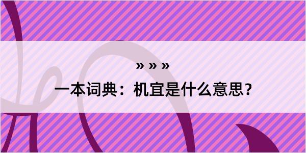 一本词典：机宜是什么意思？