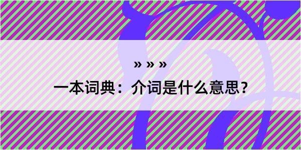 一本词典：介词是什么意思？