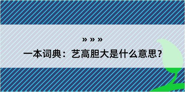 一本词典：艺高胆大是什么意思？