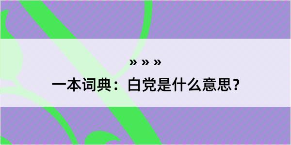 一本词典：白党是什么意思？