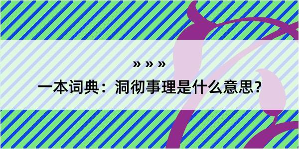 一本词典：洞彻事理是什么意思？