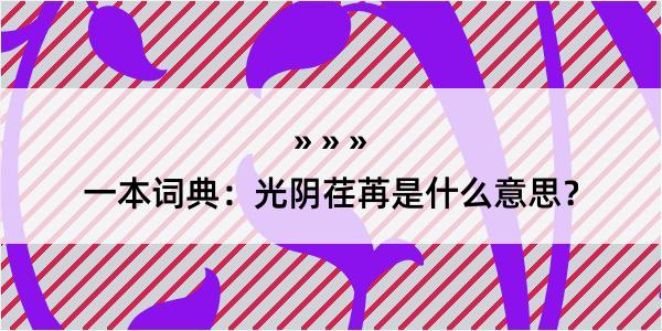 一本词典：光阴荏苒是什么意思？