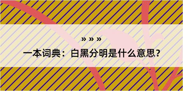 一本词典：白黑分明是什么意思？