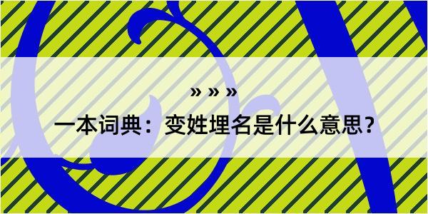 一本词典：变姓埋名是什么意思？