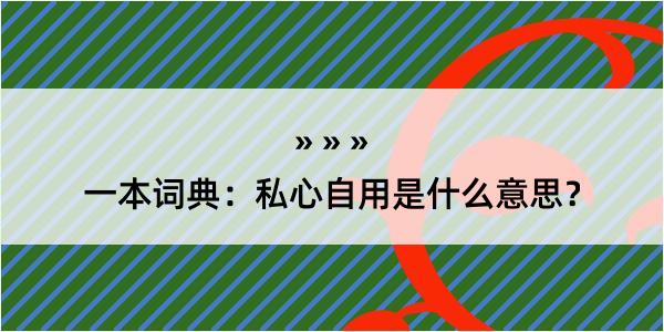 一本词典：私心自用是什么意思？