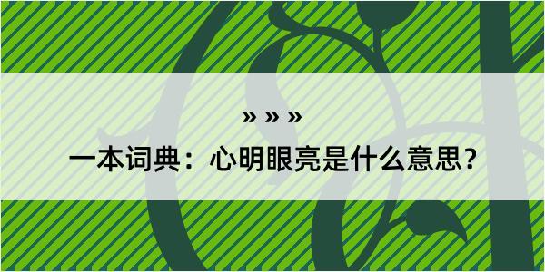 一本词典：心明眼亮是什么意思？